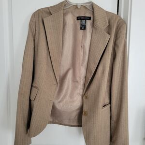 New York & Company Beige Pinstripe Blazer